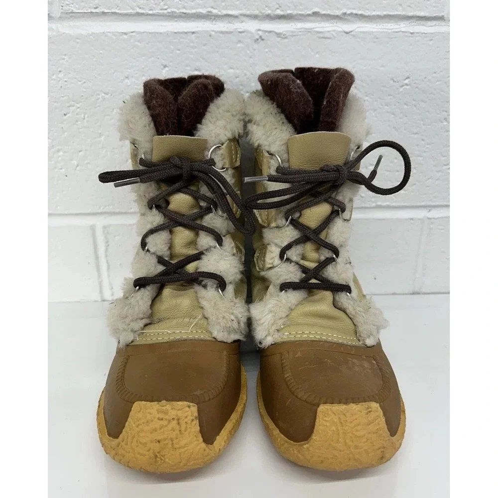 Vintage 80s Sorel Nanook Insulated Canadian Leather Winter Boots‎ Wool Liners 8